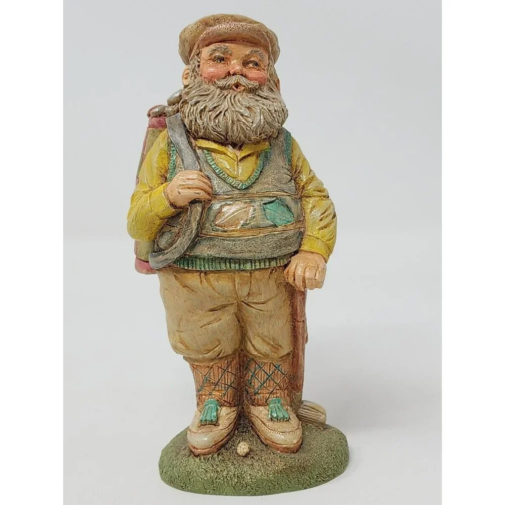 Vintage Ceramic Golfing Santa Hand Painted Figurine TNT 1998 3527 Signed